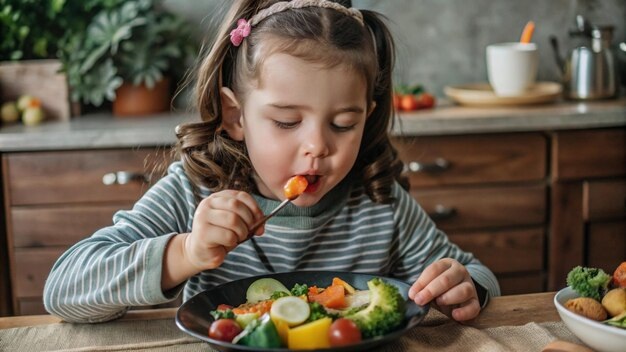 طفلة تنتقي الطعام بعناية لتأكله كتعبير عن العنصرية